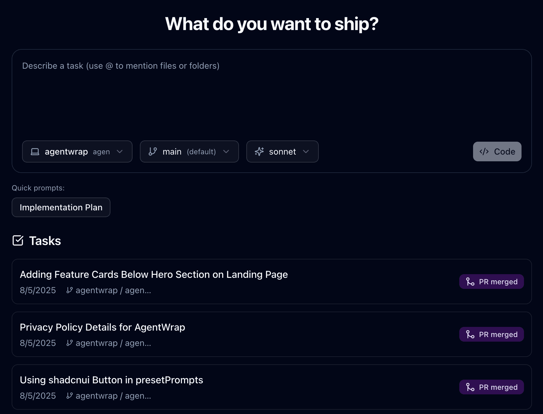 AgentWrap Dashboard